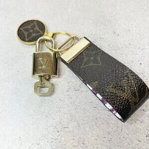 Louis Vuitton Lock and Key Set #316 with a Handmade Medallion and Loop Keychain